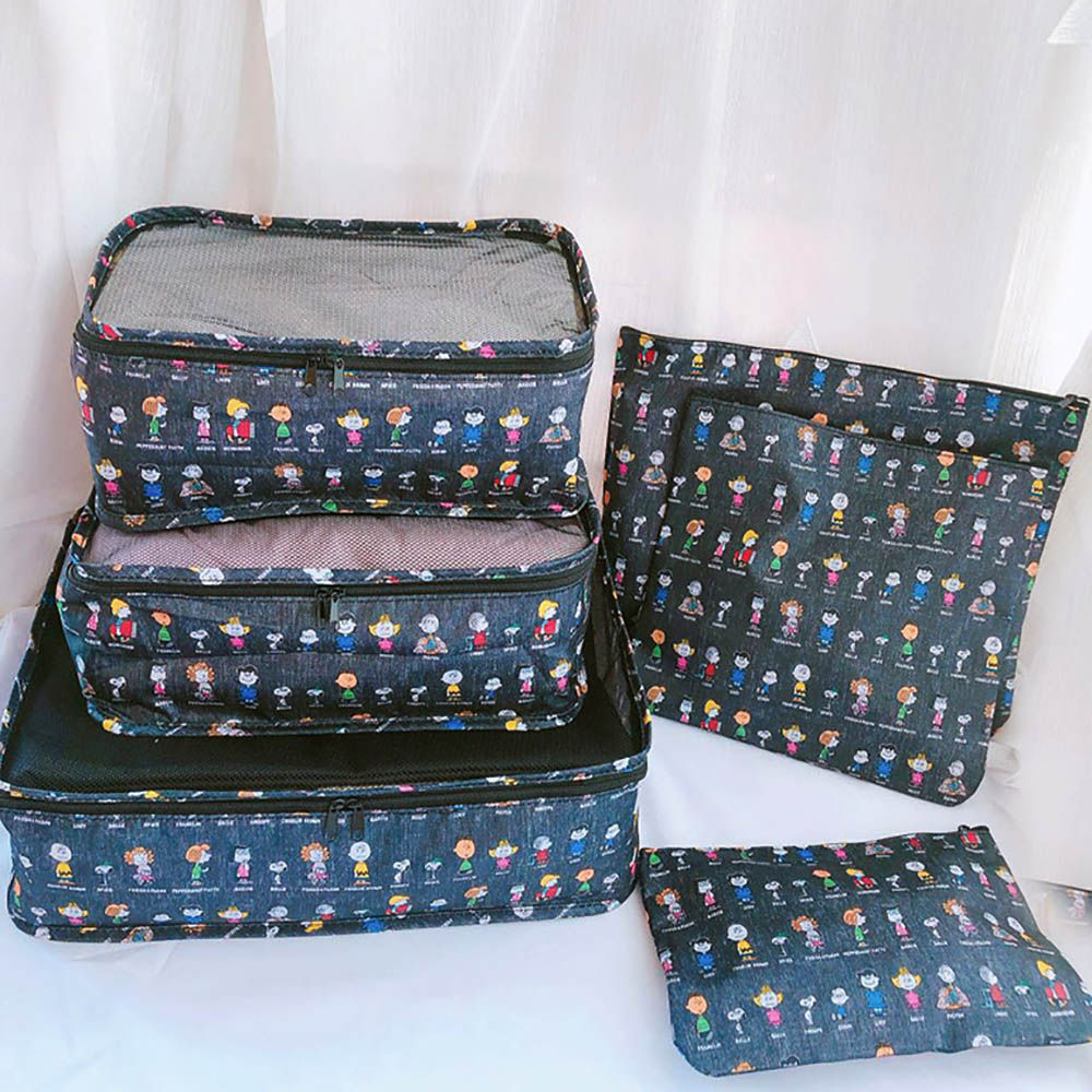 Kit Organizador De Mala 6 Peças Snoopy Grafite Kit Organizador De Mala 6 Peças Snoopy Grafite
