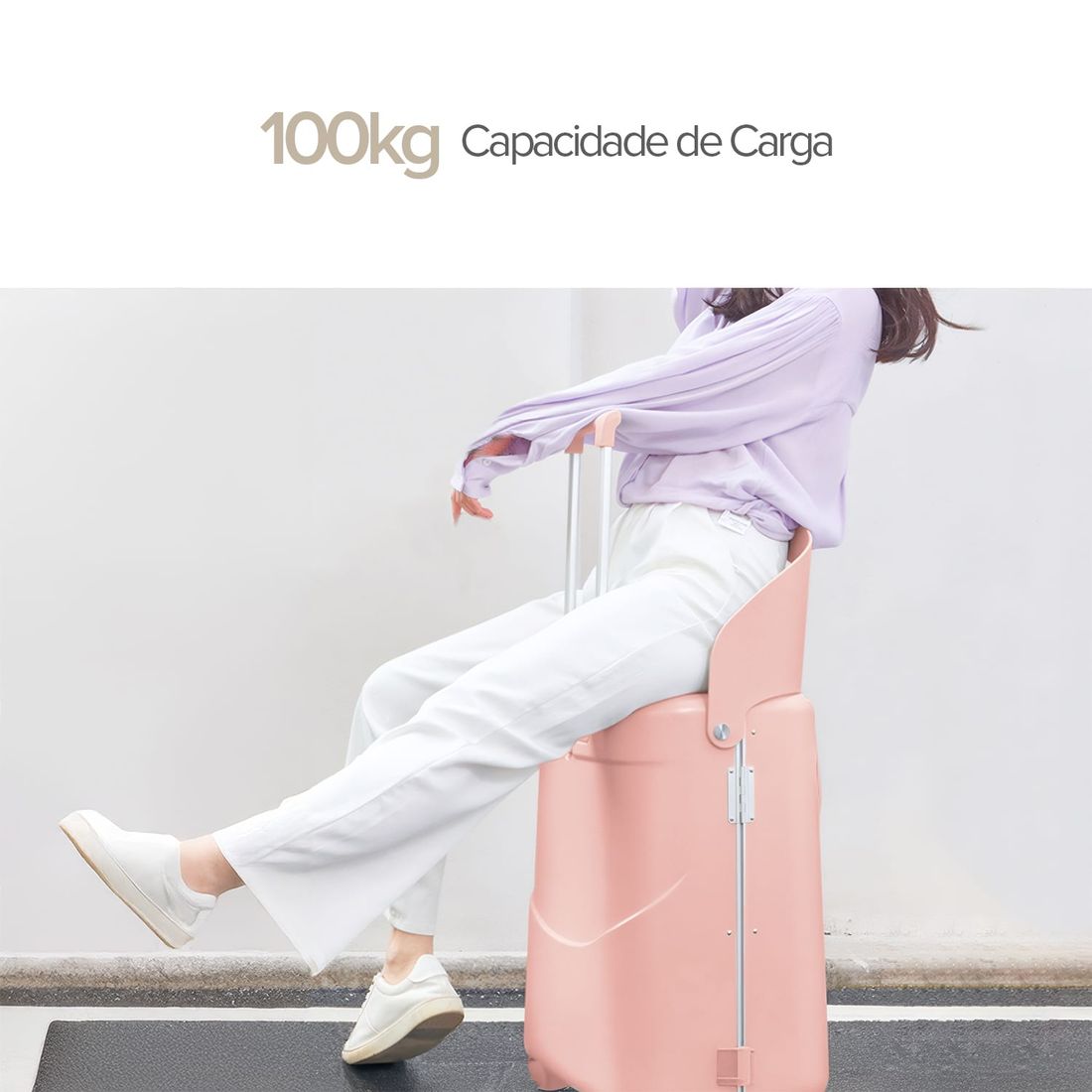Kit Mala de Assento Grécia Media 23 kg Rosa, Bolsa Confort e Tag Good Travel Rosa