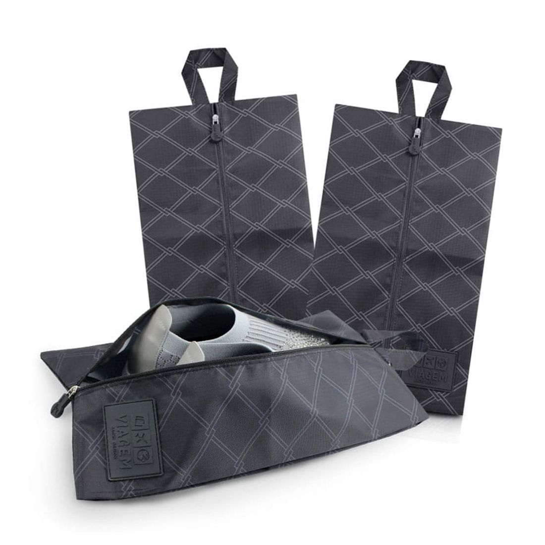 Bolsa Porta Sapato Listras Preto Bolsa Porta Sapato Listras Preto