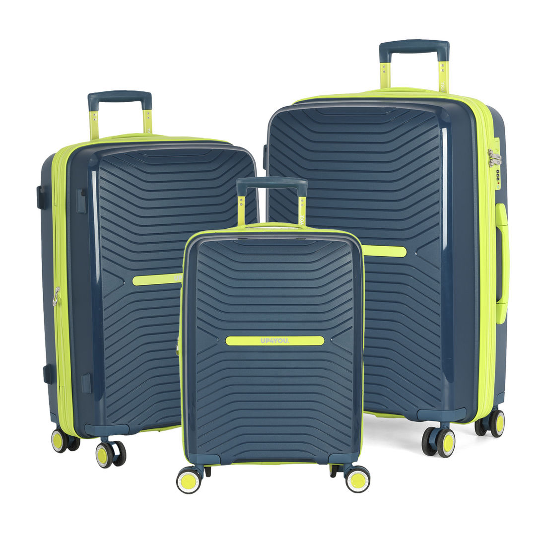 Kit de Malas de Viagem 3 Peças Polipropileno com Expansor Jade Marinho Kit de Malas de Viagem 3 Peças Polipropileno com Expansor Jade Marinho