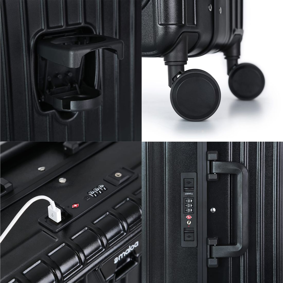 Mala de Viagem Pequena de Bordo 10 kg Policarbonato Islândia Maloa Preto Mala de Viagem Pequena de Bordo 10 kg Policarbonato Islândia Maloa Preto