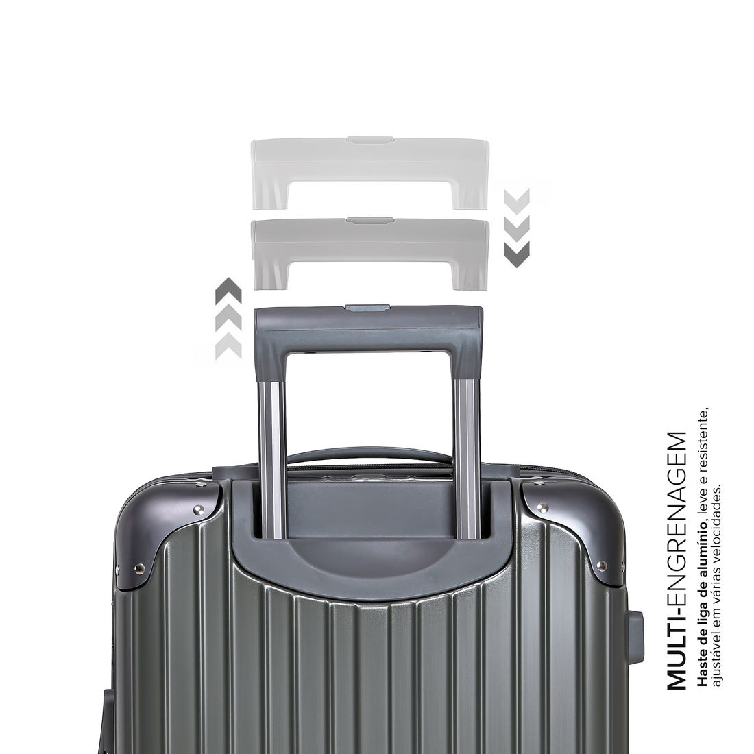 Mala de Viagem Média 23kg ABS Policarbonato com Expansor Brasil Maloa Chumbo