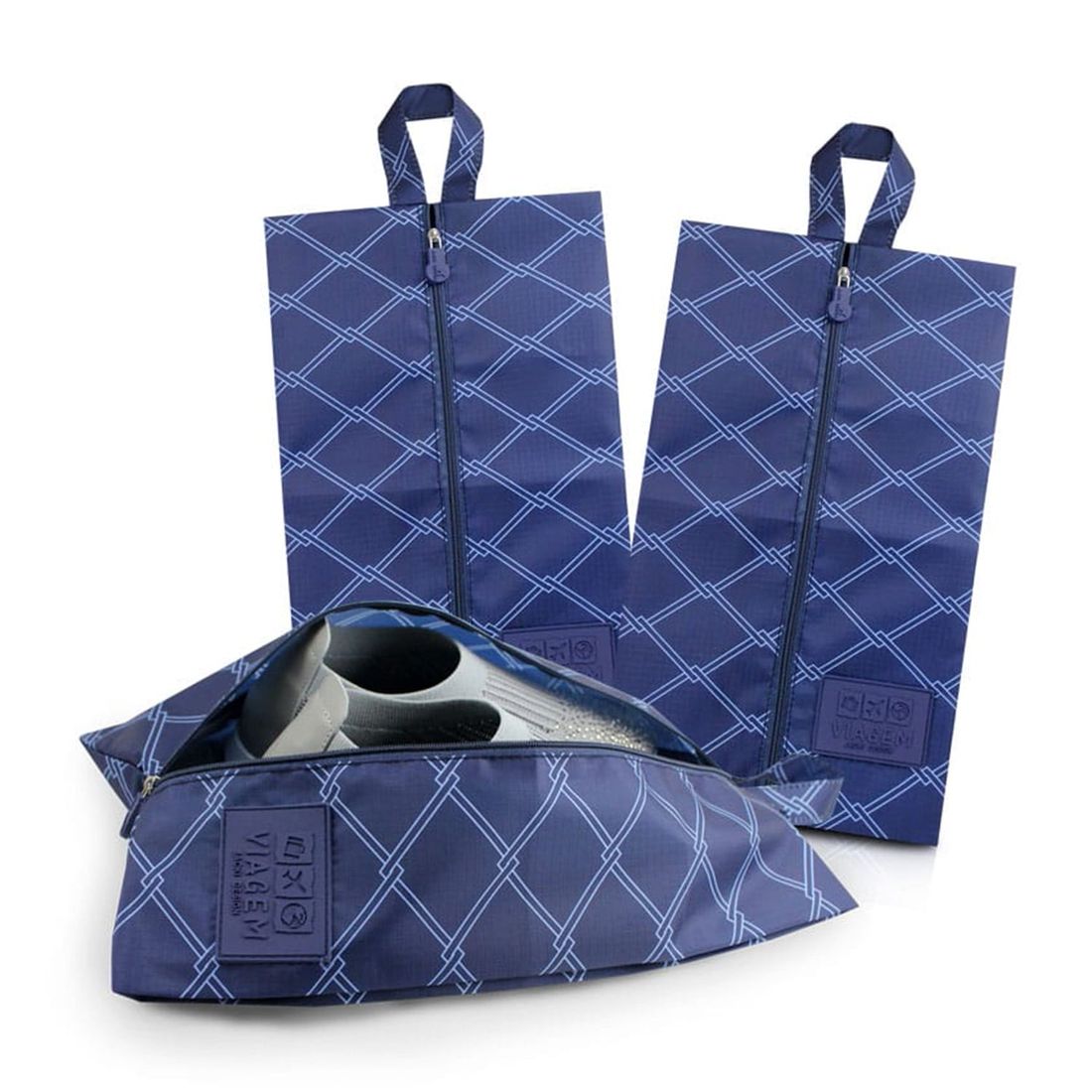 Bolsa Porta Sapato Listras Azul Bolsa Porta Sapato Listras Azul