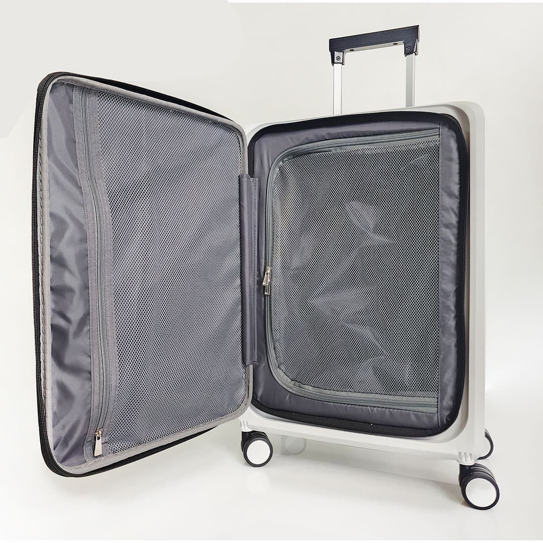 Mala de Viagem Pequena de Bordo 10Kg em Polipropileno 8 Rodas Dobravel Slim Cor:Branco Mala de Viagem Pequena de Bordo 10Kg em Polipropileno 8 Rodas Dobravel Slim Cor:Branco