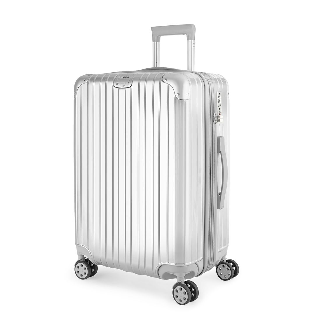 Kit Mala de Viagem Pequena de Bordo 10kg Brasil Prata e Mala Brasil Grande 32kg Prata Kit Mala de Viagem Pequena de Bordo 10kg Brasil Prata e Mala Brasil Grande 32kg Prata