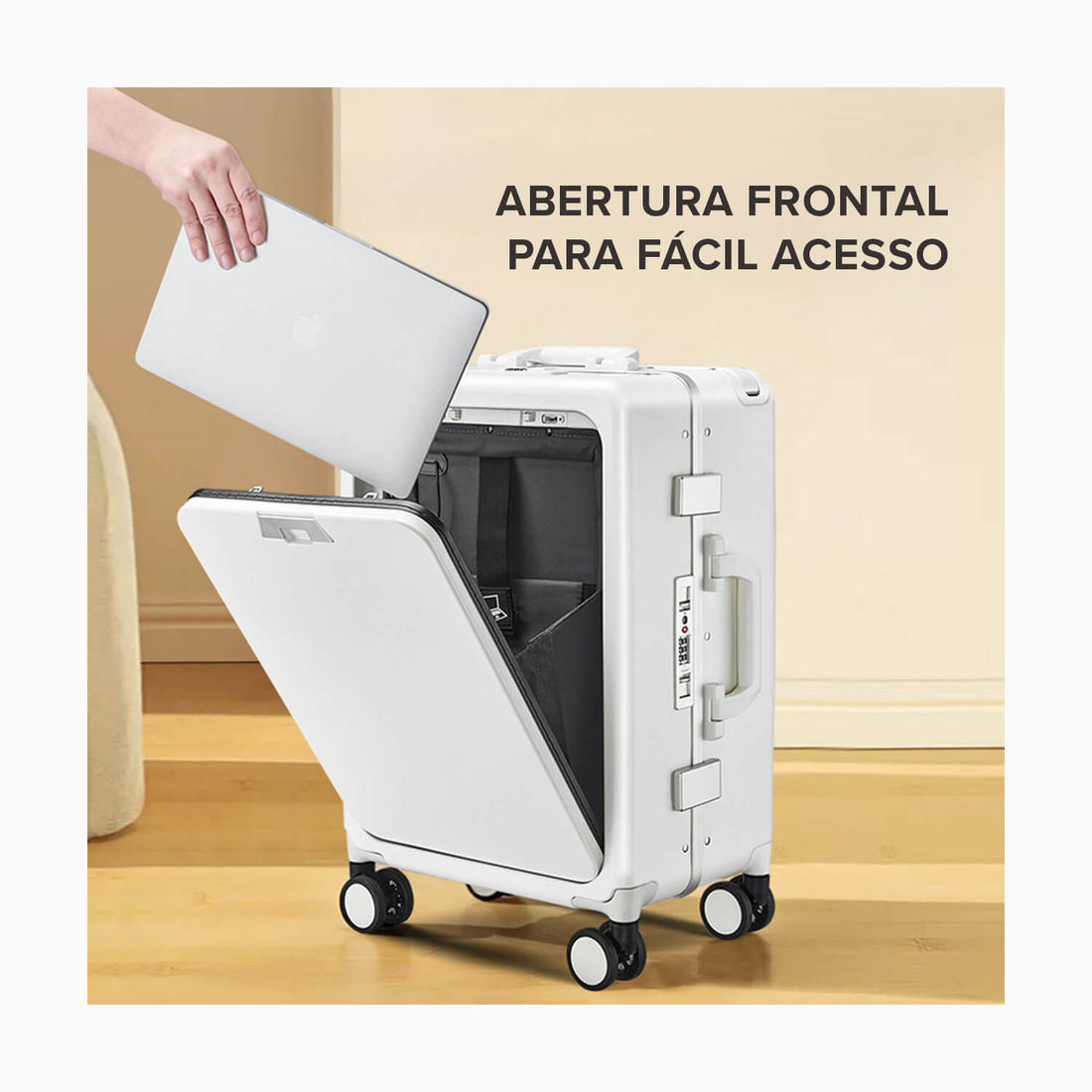 Mala de Viagem Pequena de Bordo 10 kg em Policarbonato Berlim Maloa Branco