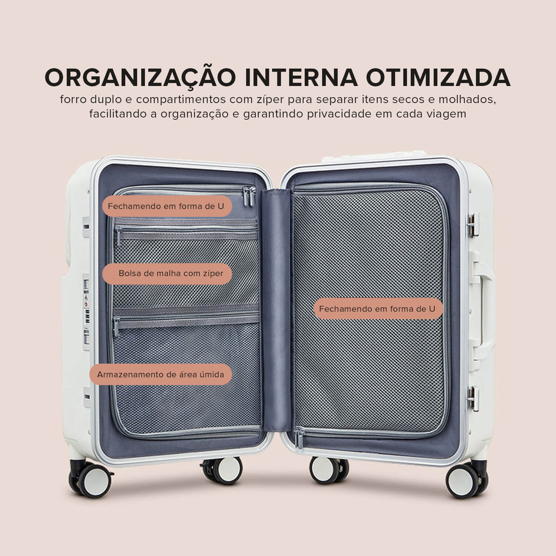 Mala de Viagem Pequena de Bordo 10 kg em Policarbonato Lisboa Maloa Branco Mala de Viagem Pequena de Bordo 10 kg em Policarbonato Lisboa Maloa Branco