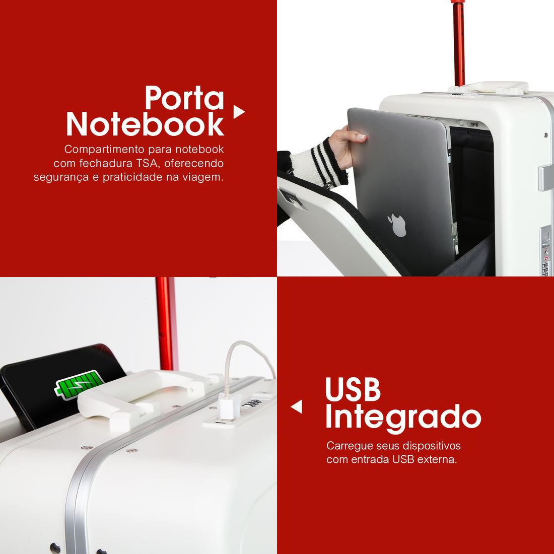 Mala de Viagem Pequena de Bordo 10 kg em Policarbonato Barcelona Maloa Branco Mala de Viagem Pequena de Bordo 10 kg em Policarbonato Barcelona Maloa Branco