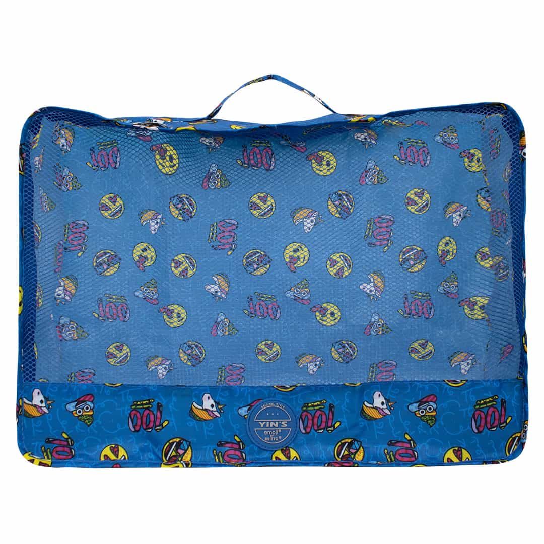 Kit Organizador De Mala 3 Peças Emoji By Britto Azul Kit Organizador De Mala 3 Peças Emoji By Britto Azul