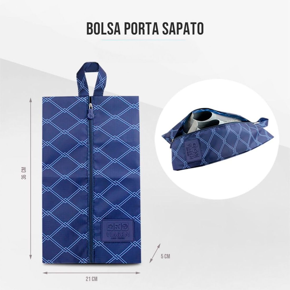 Bolsa Porta Sapato Listras Azul Bolsa Porta Sapato Listras Azul