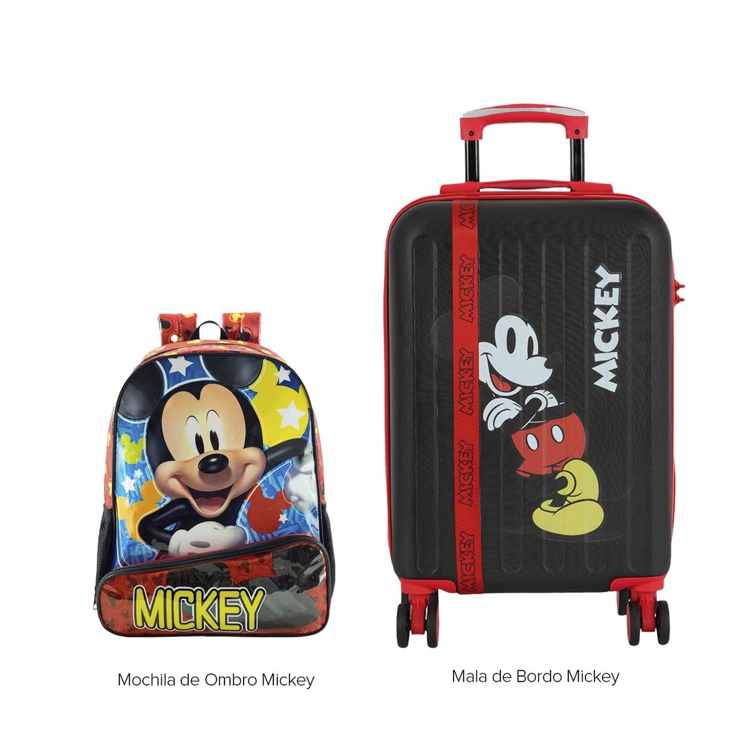 Conjunto de Mala de Bordo 10 kg e Mochila Infantil Mickey Conjunto de Mala de Bordo 10 kg e Mochila Infantil Mickey