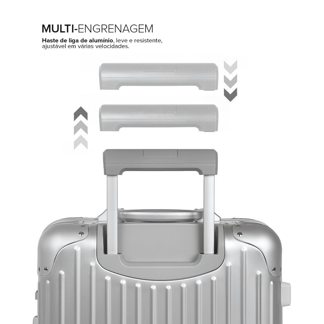 Mala de Viagem Pequena de Bordo 10 kg em Aluminio Dubai Maloa Prata