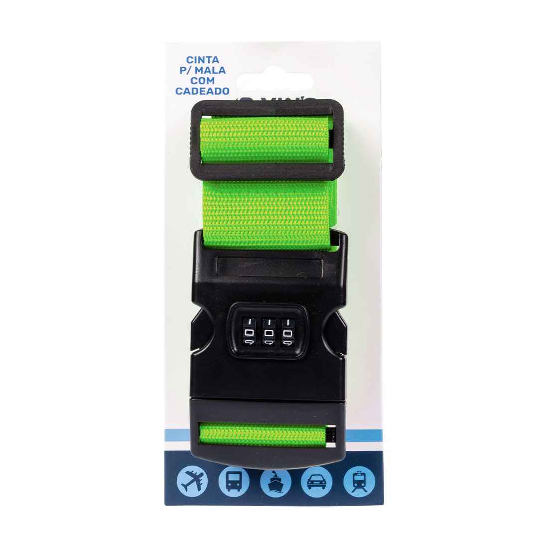 Cinta para Mala de Viagem com Cadeado Numérico Verde Neon Cinta para Mala de Viagem com Cadeado Numérico Verde Neon