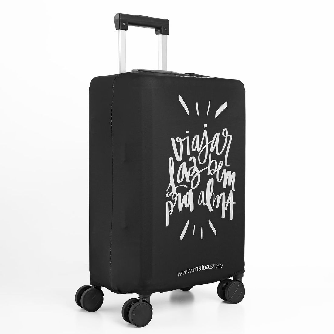 Kit de Mala Media 23 kg e Grande 32 kg, Bolsa Confort Branca e 2 Capa Viajar Faz Bem M e G Preto Kit de Mala Media 23 kg e Grande 32 kg, Bolsa Confort Branca e 2 Capa Viajar Faz Bem M e G Preto
