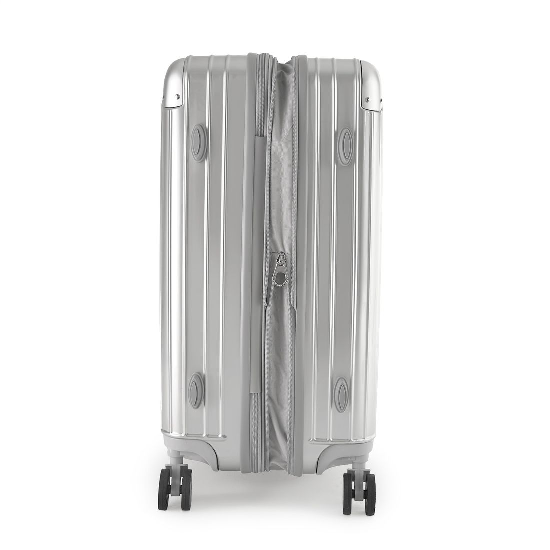 Kit Mala de Viagem Pequena de Bordo 10kg Brasil Prata e Mala Brasil Grande 32kg Prata Kit Mala de Viagem Pequena de Bordo 10kg Brasil Prata e Mala Brasil Grande 32kg Prata