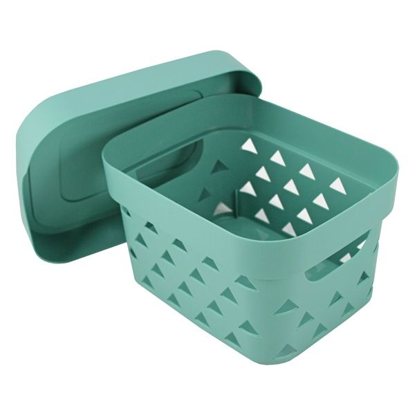 Cesto Organizador Loft Com Tampa Pequena Turquesa Cesto Organizador Loft Com Tampa Pequena Turquesa