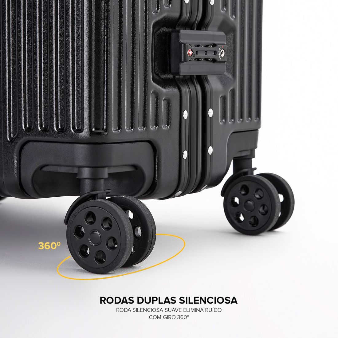 Mala de Viagem Média 23kg Policarbonato ABS Noruega Maloa Preto Mala de Viagem Média 23kg Policarbonato ABS Noruega Maloa Preto