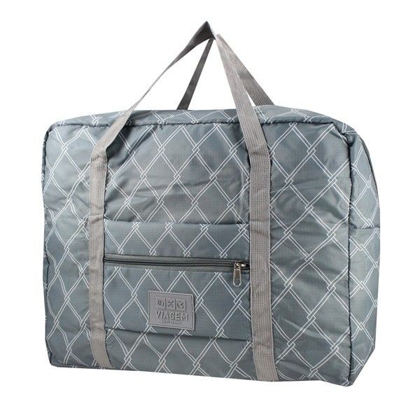 Bolsa De Viagem Dobrável Cinza Quadrada Listras Bolsa De Viagem Dobrável Cinza Quadrada Listras
