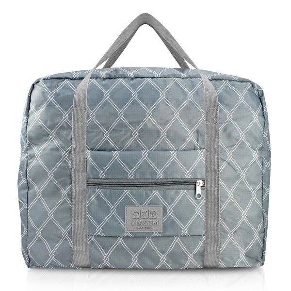 Bolsa De Viagem Dobrável Cinza Quadrada Listras Bolsa De Viagem Dobrável Cinza Quadrada Listras