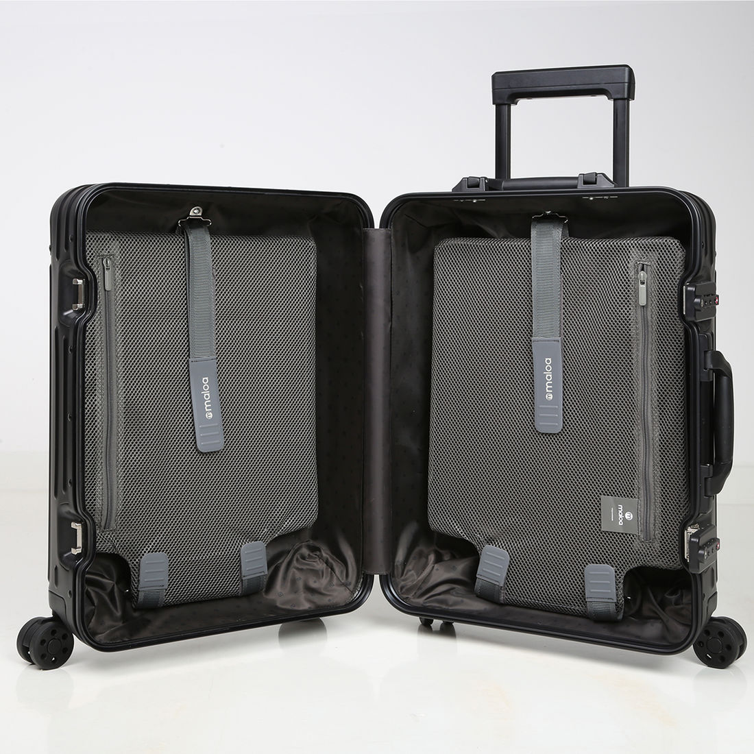 Mala de Viagem Pequena de Bordo 10 kg em Aluminio Dubai Maloa Preto