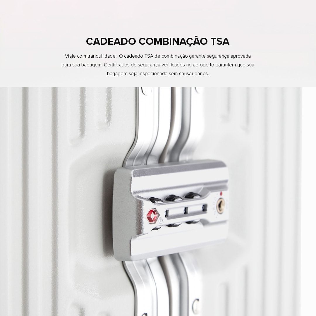 Mala de Viagem Média 23kg Policarbonato ABS Noruega Maloa Branco