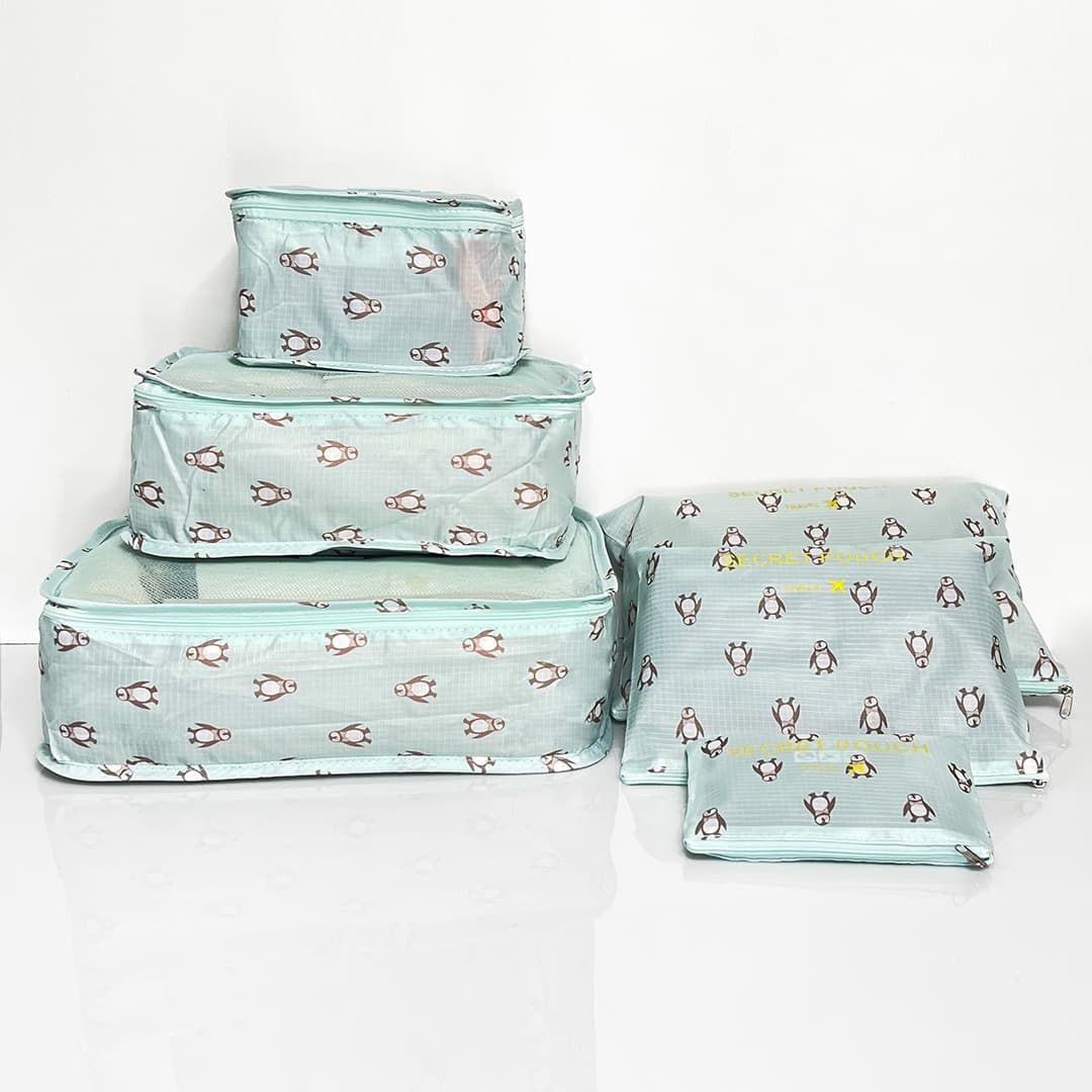 Kit Organizador De Mala 6 Peças Pinguim Acqua