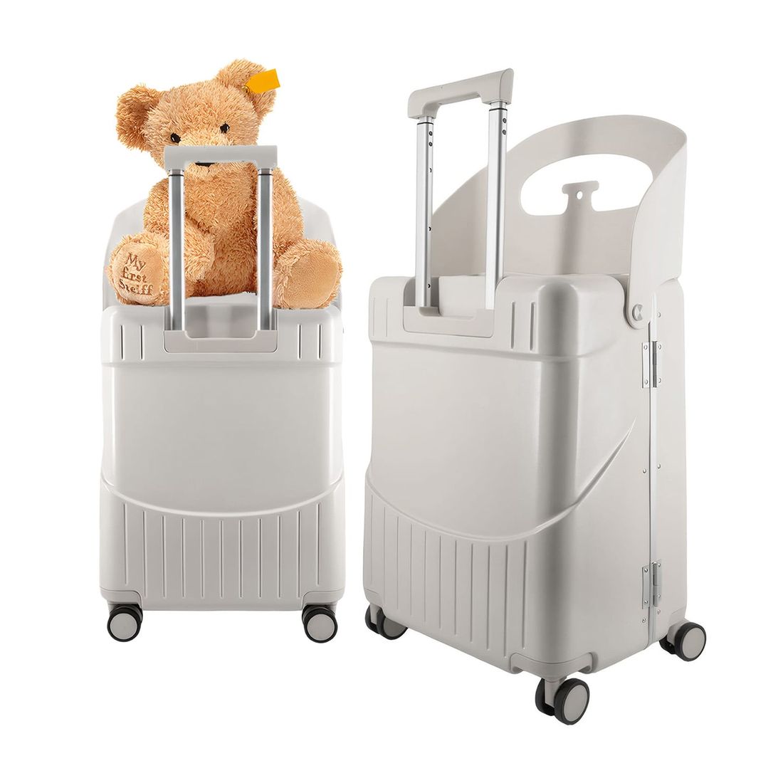 Kit de Malas de Viagem Média 23 kg e Pequena de Bordo 10kg com Assento Infantil PC Grécia Maloa Branco Kit de Malas de Viagem Média 23 kg e Pequena de Bordo 10kg com Assento Infantil PC Grécia Maloa Branco