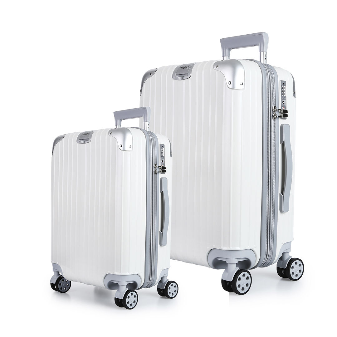 Kit Mala de Viagem Pequena de Bordo 10kg Brasil Branco e Mala Brasil Grande 32kg Branco Kit Mala de Viagem Pequena de Bordo 10kg Brasil Branco e Mala Brasil Grande 32kg Branco
