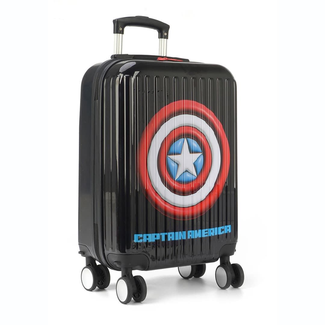 Mala de Viagem Pequena de Bordo 10kg Bordo Infantil Capitão America Preto Mala de Viagem Pequena de Bordo 10kg Bordo Infantil Capitão America Preto