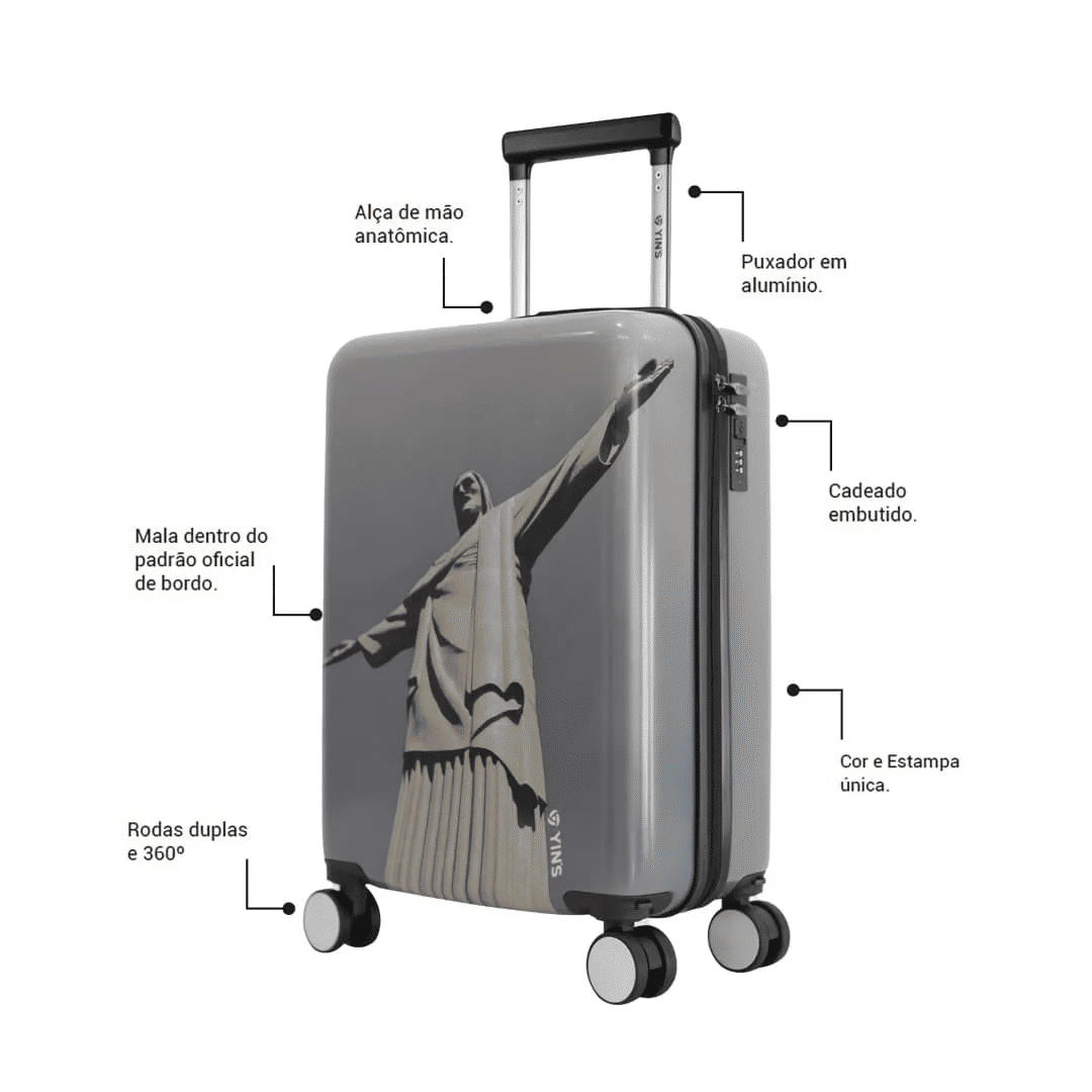 Mala de Viagem Pequena de Bordo 10kg Location Cristo Redentor