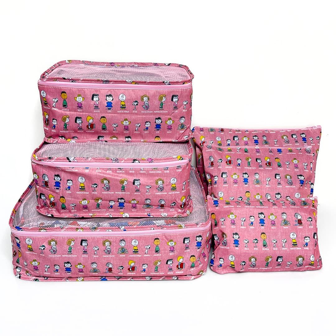 Kit Organizador De Mala 6 Peças Snoopy Rosa