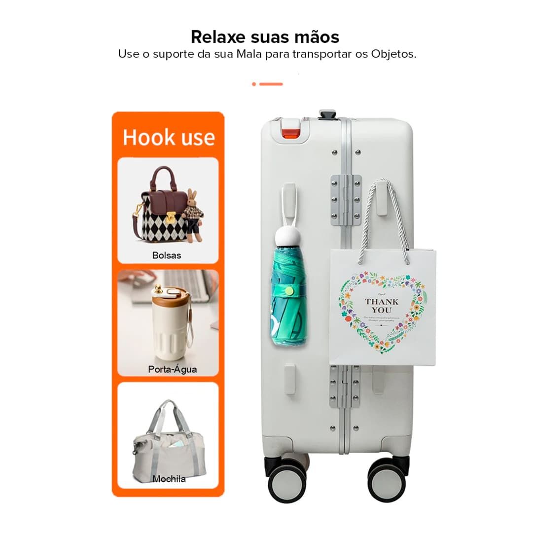 Mala de Viagem Média 23 kg em Policarbonato Dinamarca Maloa Branca
