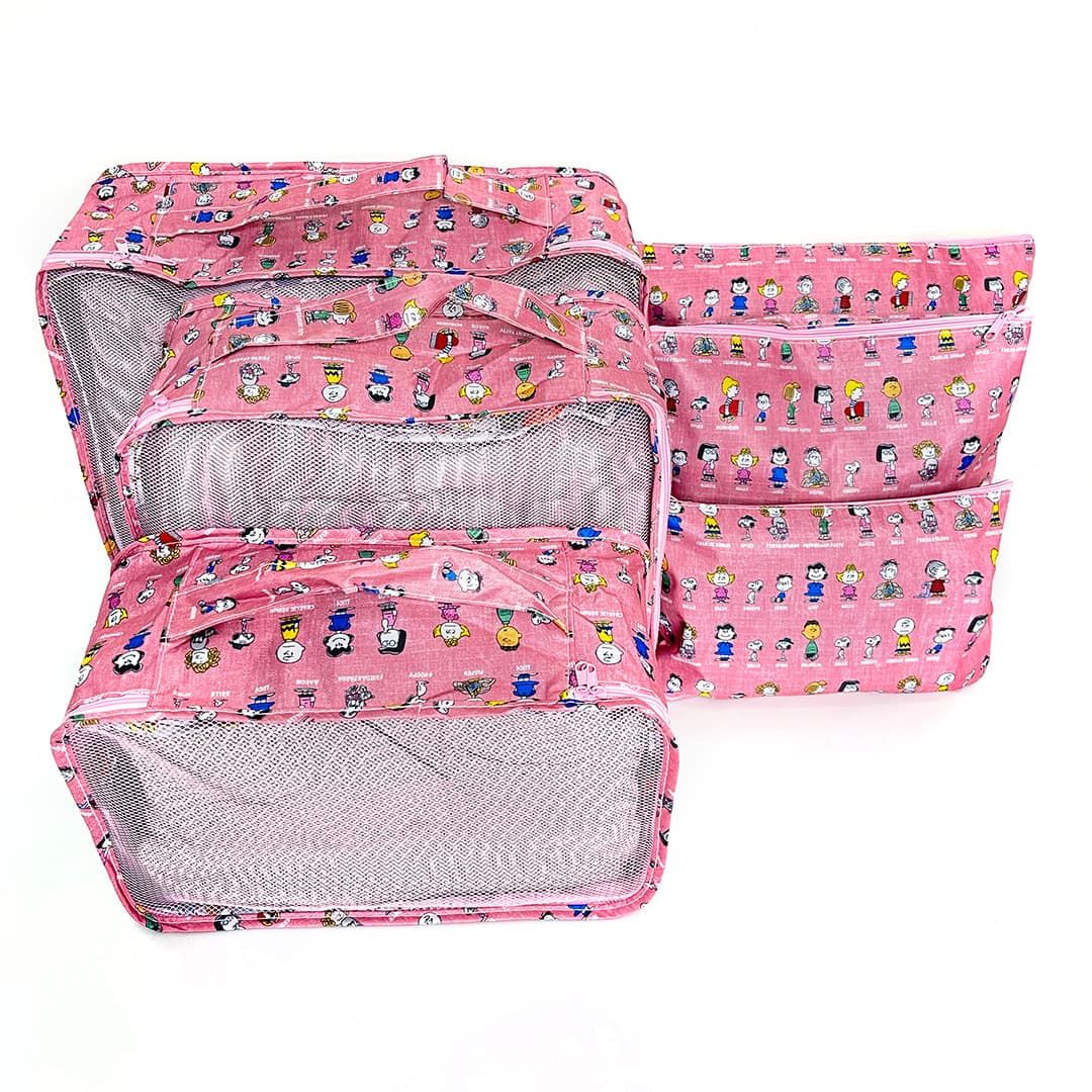 Kit Organizador De Mala 6 Peças Snoopy Rosa