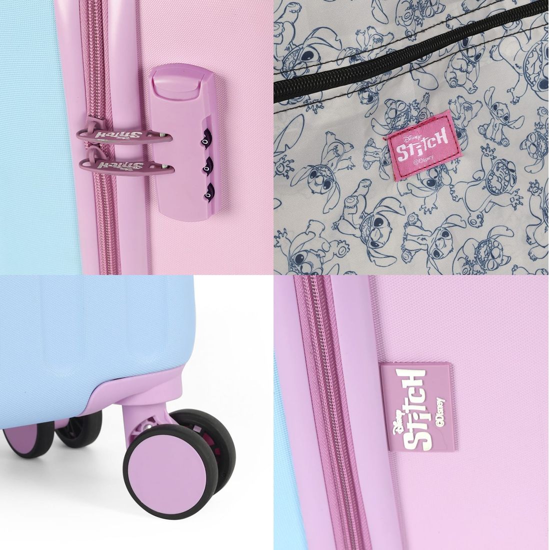 Mala de Viagem Pequena de Bordo em ABS Stitch Azul-Rosa Mala de Viagem Pequena de Bordo em ABS Stitch Azul-Rosa