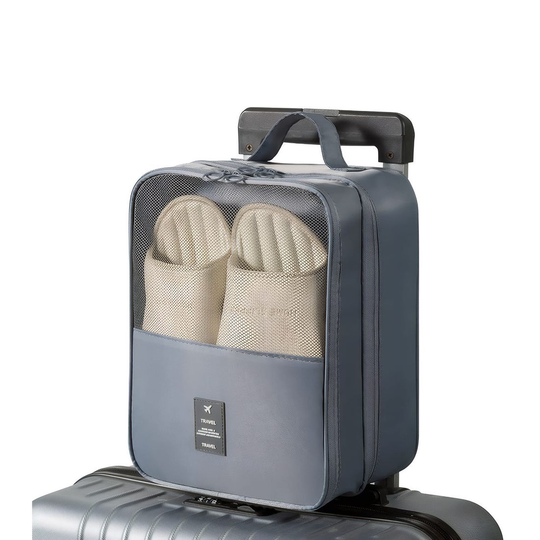 Kit Frasqueira Ibiza Branco, Kit Frasco 7 Peças e Organizador Porta Sapato Cinza