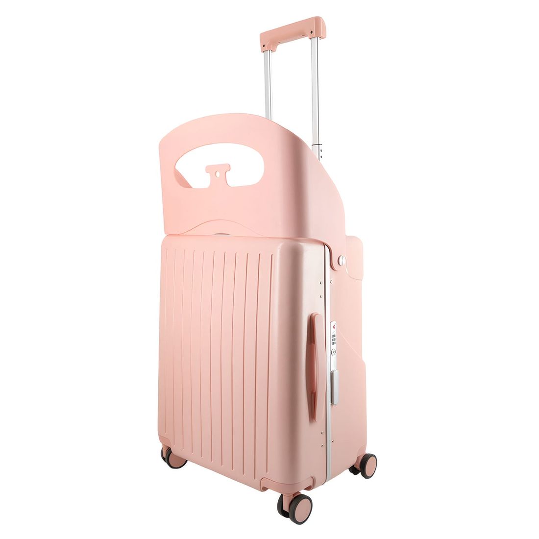 Kit Mala de Assento Grécia Media 23 kg Rosa, Bolsa Confort e Tag Good Travel Rosa