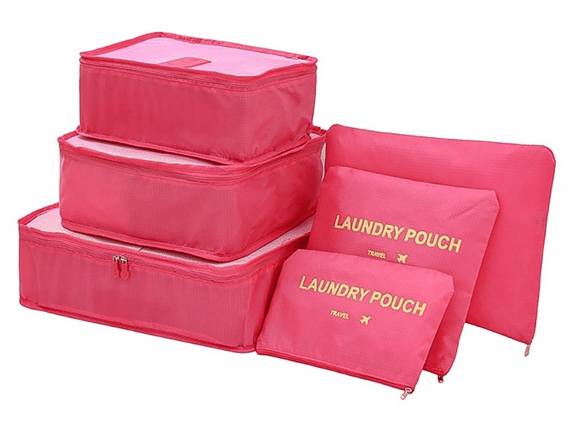 Kit Organizador De Mala 6 Peças Pink Kit Organizador De Mala 6 Peças Pink