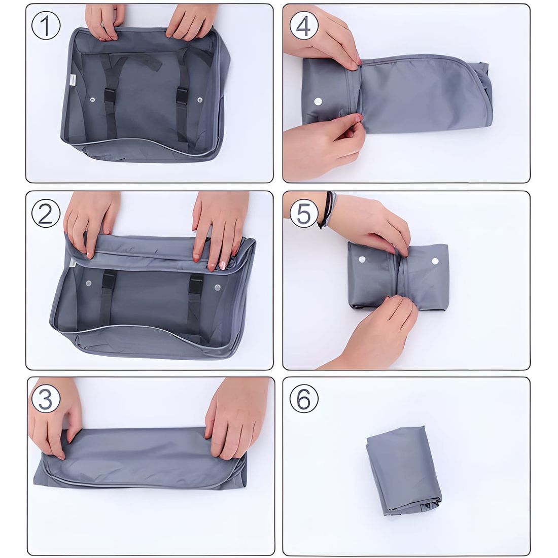 Kit de Mala Pequena de Bordo Suécia Preta e Branca com Organizador de Malas Colorful Life Cinza e Bege