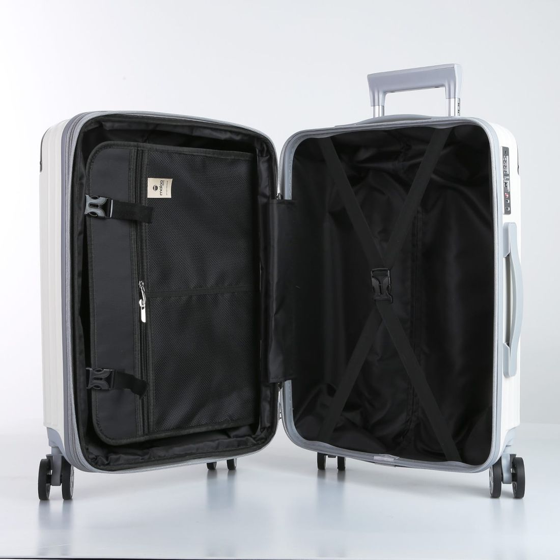 Kit Mala de Viagem Pequena de Bordo 10kg Brasil Branco e Mala Brasil Grande 32kg Branco Kit Mala de Viagem Pequena de Bordo 10kg Brasil Branco e Mala Brasil Grande 32kg Branco