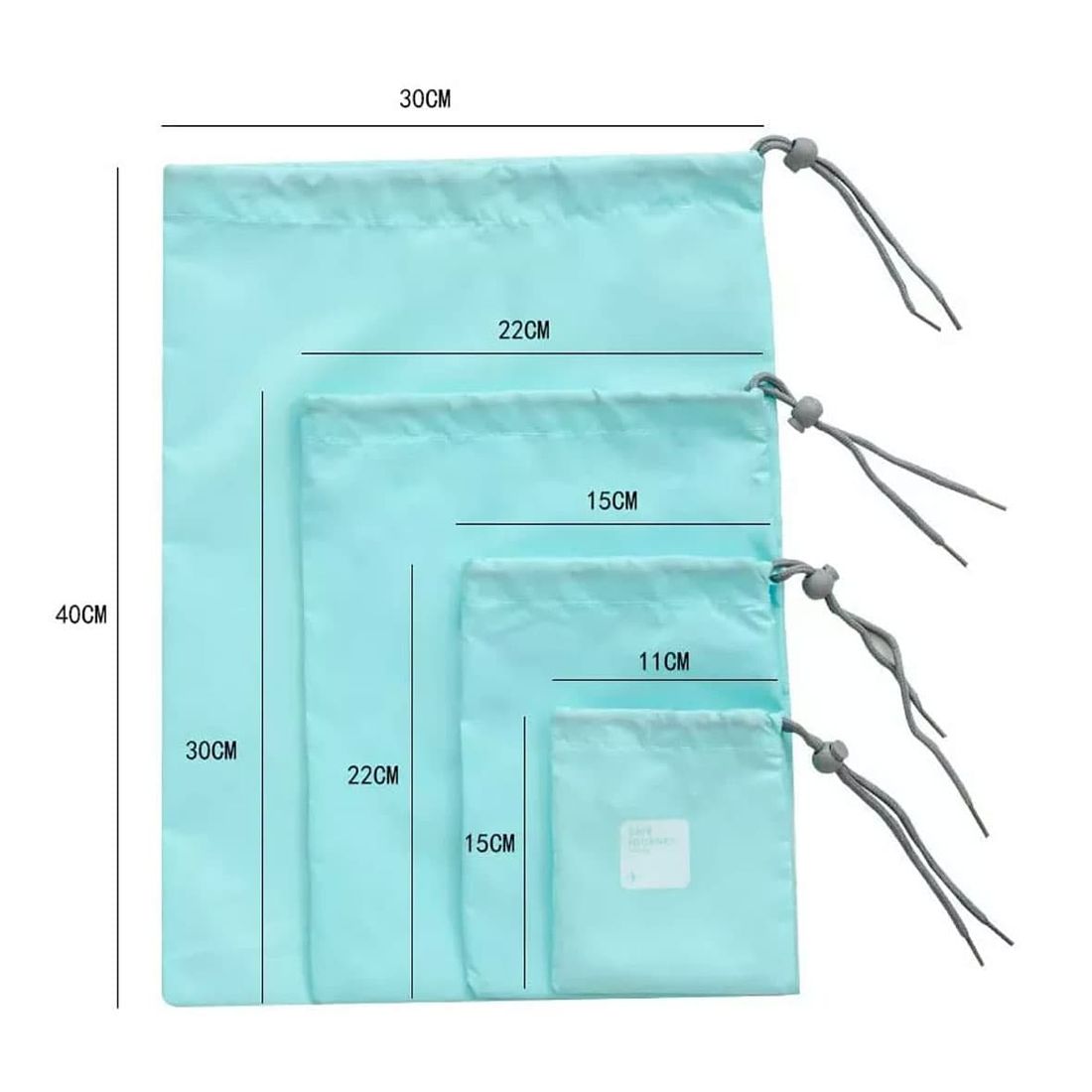 Kit Sacos Organizadores 4 Pecas Color Azul Turqueza