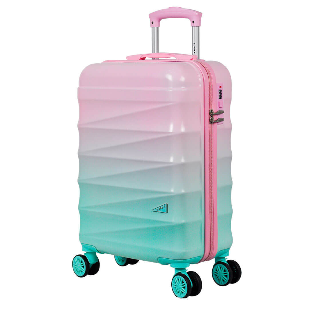 Mala De Viagem Media 23kg Gradiente Colors Policarbonato Com ABS Rosa com Verde