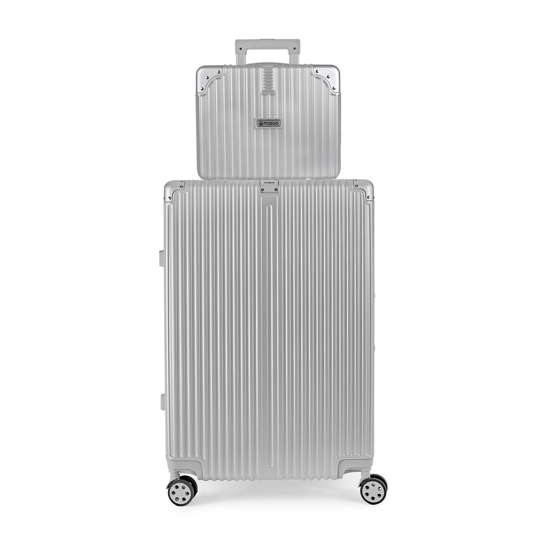 Conjunto Mala de Viagem Grande 32kg Policarbonato ABS Noruega Maloa Prata Conjunto Mala de Viagem Grande 32kg Policarbonato ABS Noruega Maloa Prata