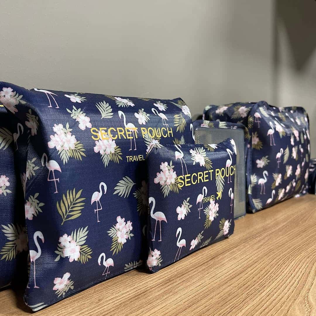 Kit Organizador De Mala 6 Peças Flamingo Azul Kit Organizador De Mala 6 Peças Flamingo Azul