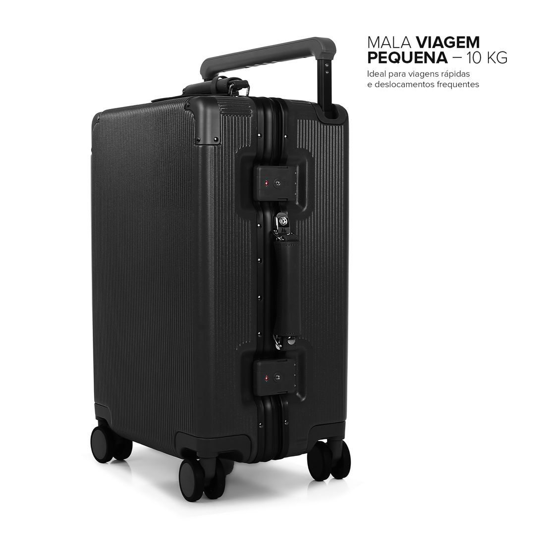 Kit de Malas de Viagem 10kg e Media 23kg em Policarbonato Tóquio Maloa Preto Kit de Malas de Viagem 10kg e Media 23kg em Policarbonato Tóquio Maloa Preto
