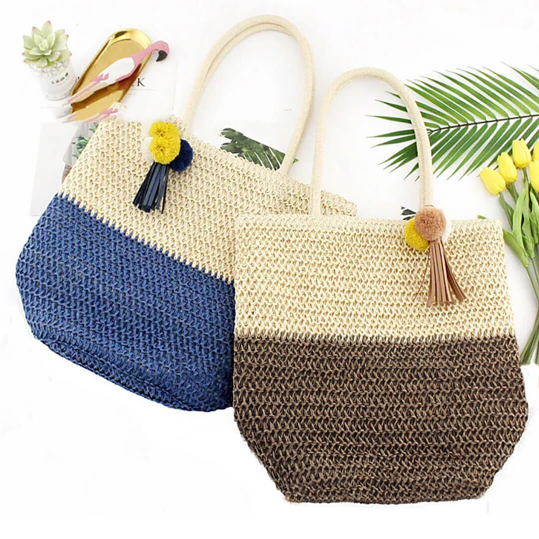 Bolsa de Palha Bicolor Café