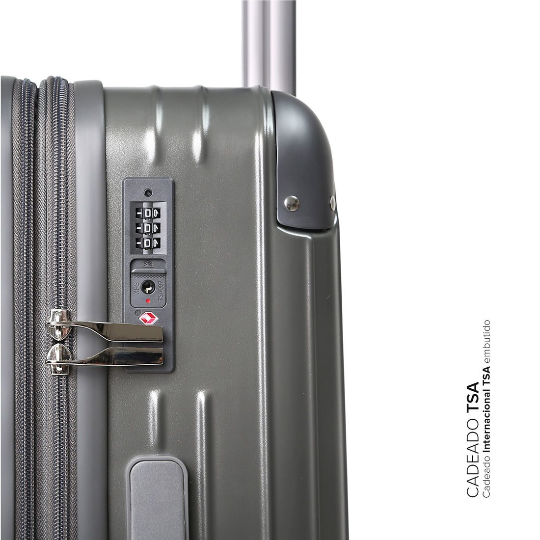 Mala de Viagem Média 23kg ABS Policarbonato com Expansor Brasil Maloa Chumbo