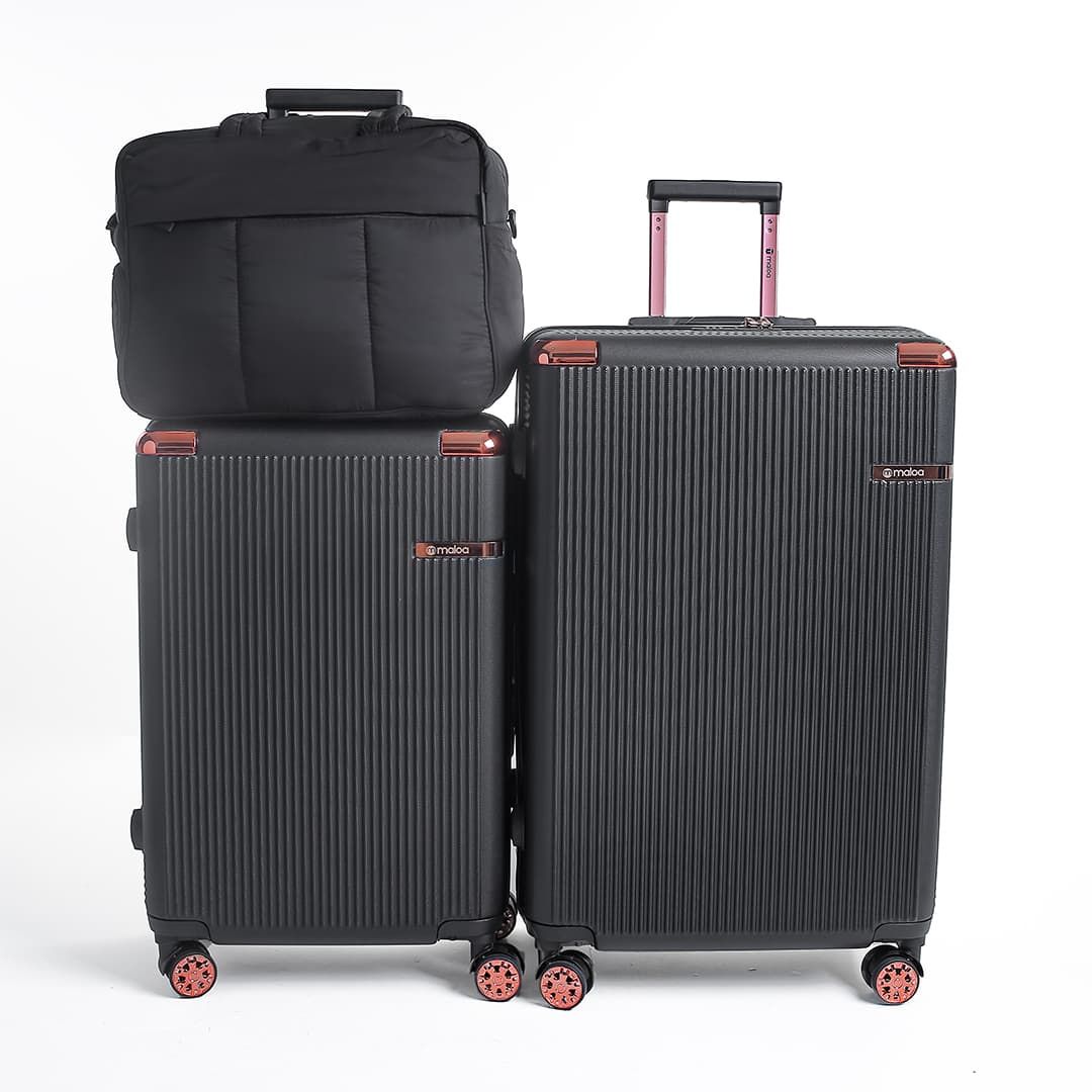 Kit de Mala de Viagem Media 23kg e Grande 32kg Croácia Preto e Bolsa Confort Bag Kit de Mala de Viagem Media 23kg e Grande 32kg Croácia Preto e Bolsa Confort Bag