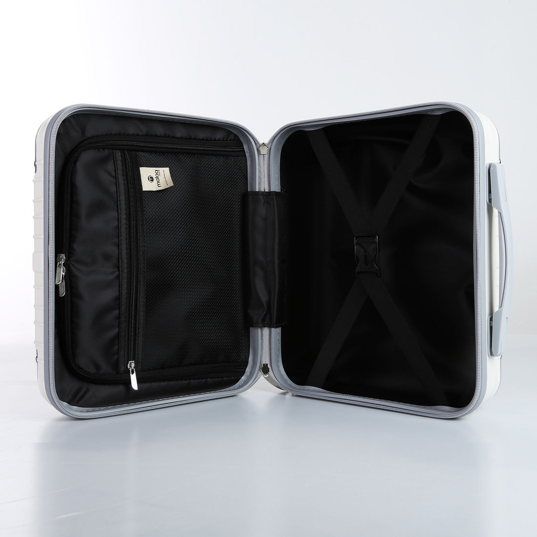 Conjunto Mala de Viagem Pequena de Bordo 10kg ABS Policarbonato com Expansor e Frasqueira Brasil Maloa Branco