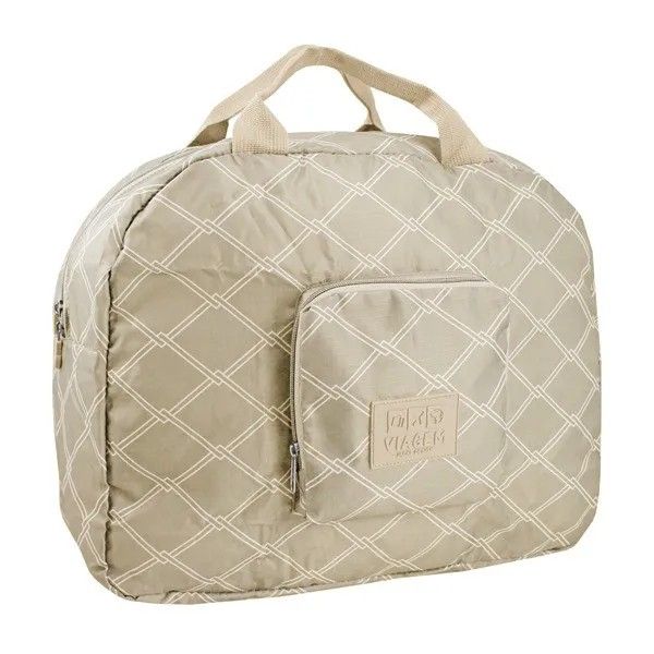 Bolsa De Viagem Dobrável Bege Redonda Listras Bolsa De Viagem Dobrável Bege Redonda Listras