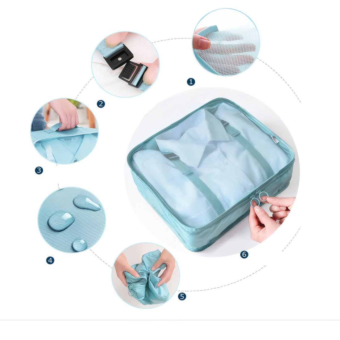 Kit Organizador Colorful Life, Organizador Porta Sapato Turquesa e Kit Frasco 9 Peças Celeste